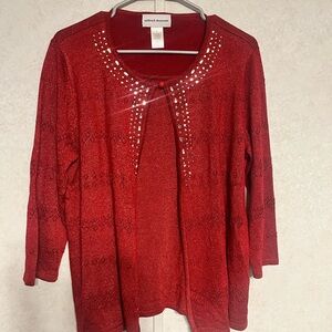 Alfred Dunner Sparkling Red Blouse‎